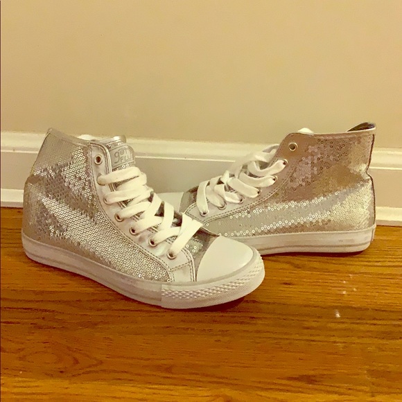 silver sequin converse womens